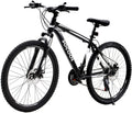 26 Inch Mountain Bike, 21 Speed Bicycle with Full Suspension, Adult Road Offroad City Bike, Full Suspension MTB Cycling Road Racing with Anti-Slip Double Disc Brake for Men Women [US in Stock]