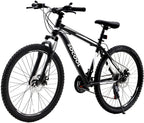 26 Inch Mountain Bike, 21 Speed Bicycle with Full Suspension, Adult Road Offroad City Bike, Full Suspension MTB Cycling Road Racing with Anti-Slip Double Disc Brake for Men Women [US in Stock]