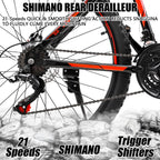 26 Inch Mountain Bike, 21 Speed Bicycle with Full Suspension, Adult Road Offroad City Bike, Full Suspension MTB Cycling Road Racing with Anti-Slip Double Disc Brake for Men Women [US in Stock]