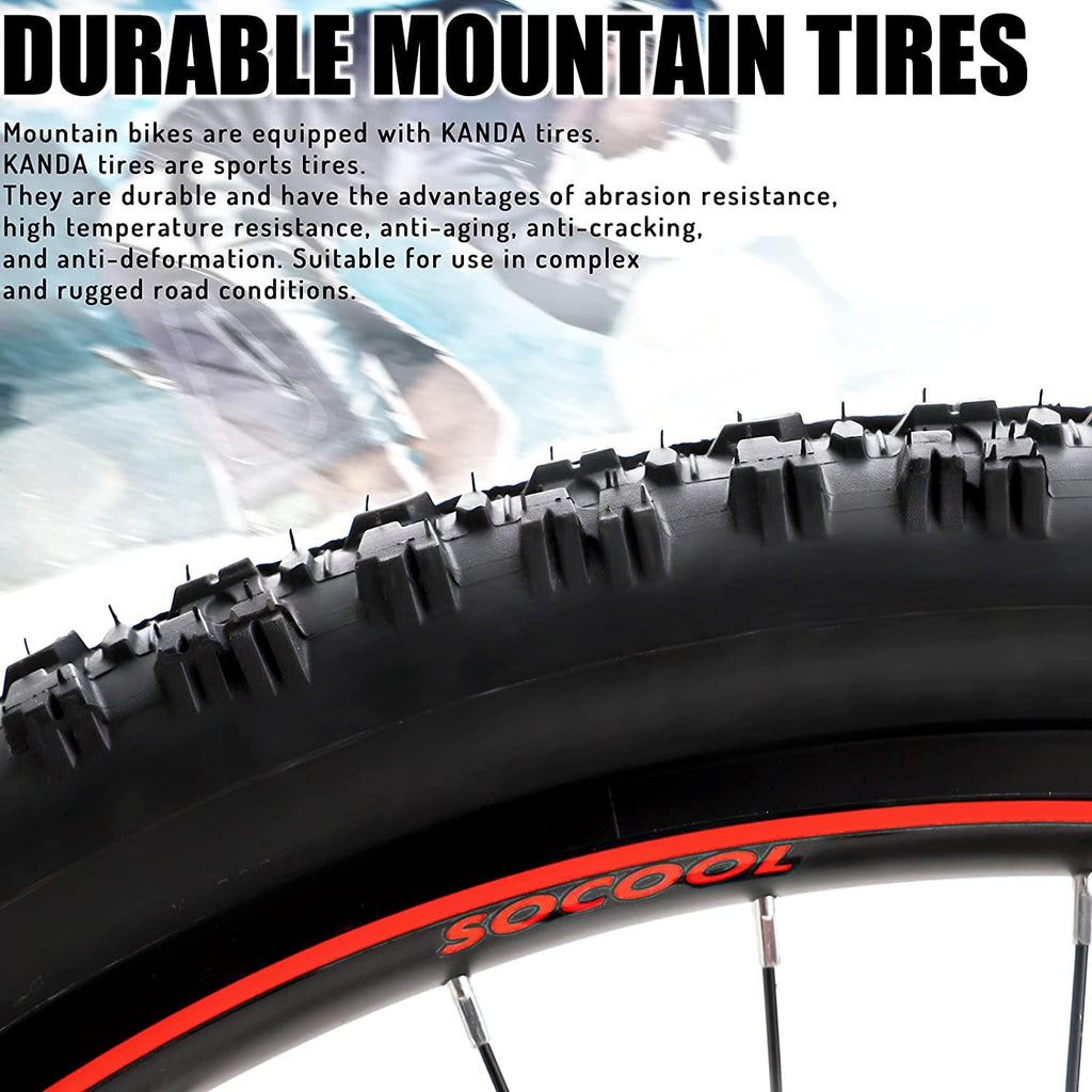 26 Inch Mountain Bike, 21 Speed Bicycle with Full Suspension, Adult Road Offroad City Bike, Full Suspension MTB Cycling Road Racing with Anti-Slip Double Disc Brake for Men Women [US in Stock]
