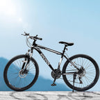 26 Inch Mountain Bike, 21 Speed Bicycle with Full Suspension, Adult Road Offroad City Bike, Full Suspension MTB Cycling Road Racing with Anti-Slip Double Disc Brake for Men Women [US in Stock]