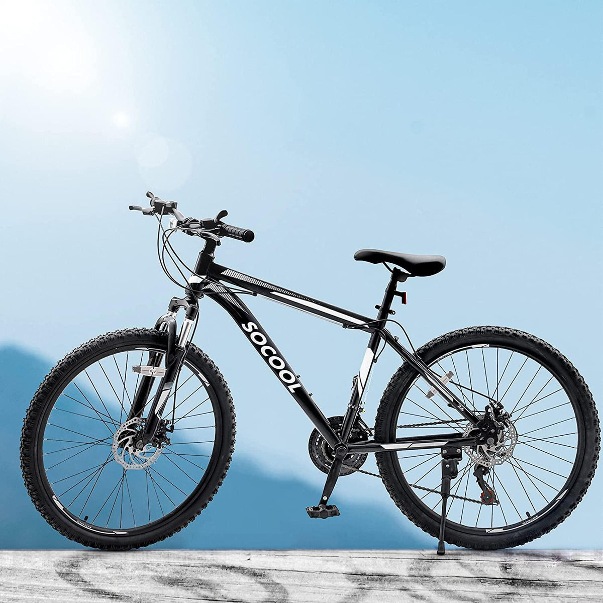 26 Inch Mountain Bike, 21 Speed Bicycle with Full Suspension, Adult Road Offroad City Bike, Full Suspension MTB Cycling Road Racing with Anti-Slip Double Disc Brake for Men Women [US in Stock]