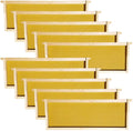 hoover hives - medium frames &amp; foundations (100 pack) - langstroth beehive wooden frames, natural honey colored food grade plastic foundations dipped in natural beeswax