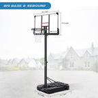 MARNUR 44inch Basketball Hoop Basketball System, 6 ft 7 in to 10 ft  Height Adjustable Portable Basketball Goal Basketball Equipment with Big Backboard &amp; Wheels and LarBase