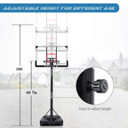 MARNUR 44inch Basketball Hoop Basketball System, 6 ft 7 in to 10 ft  Height Adjustable Portable Basketball Goal Basketball Equipment with Big Backboard &amp; Wheels and LarBase