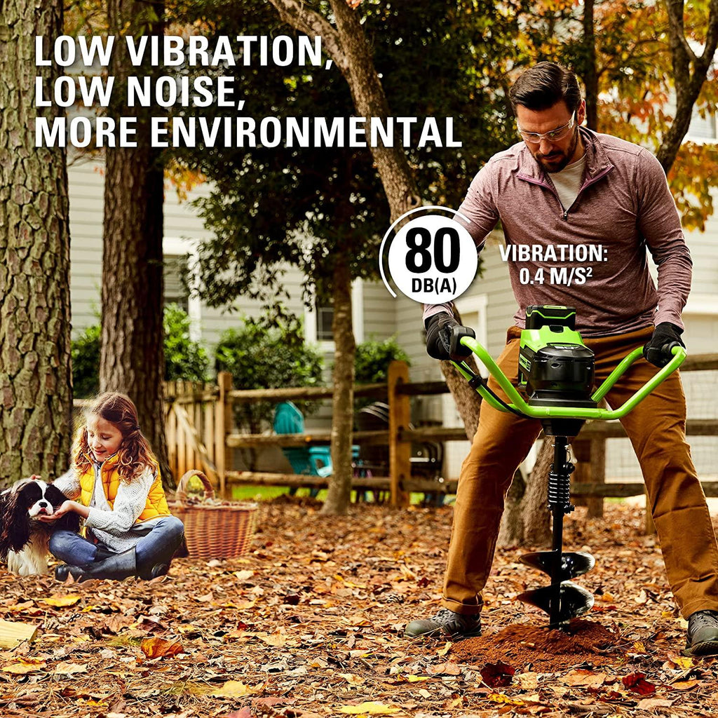 greenworks pro 80v brushless (58cc gas equivalent) earth auger / post hole digger - auger bit and battery / charger sold separately