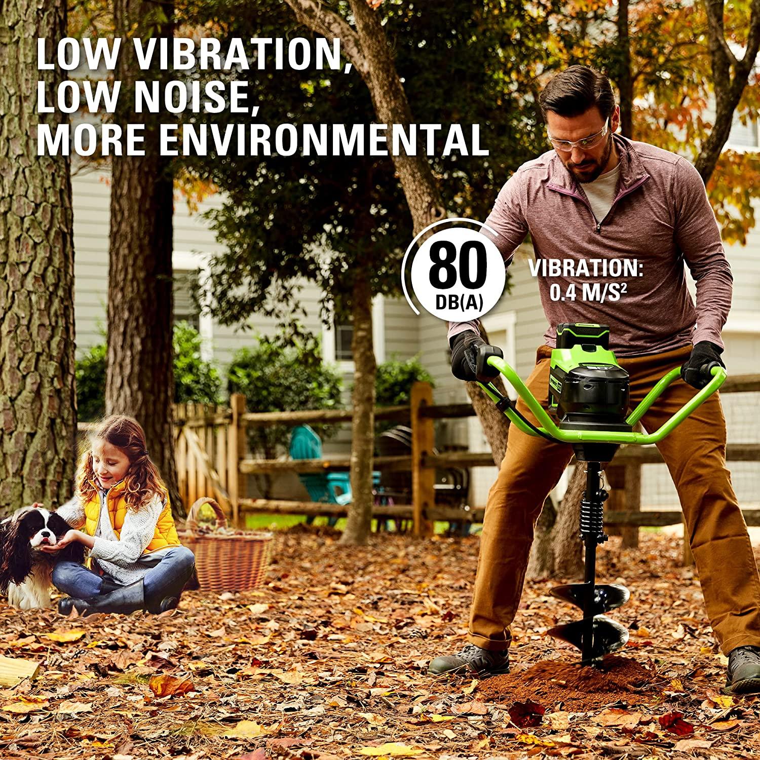 greenworks pro 80v brushless (58cc gas equivalent) earth auger / post hole digger - auger bit and battery / charger sold separately