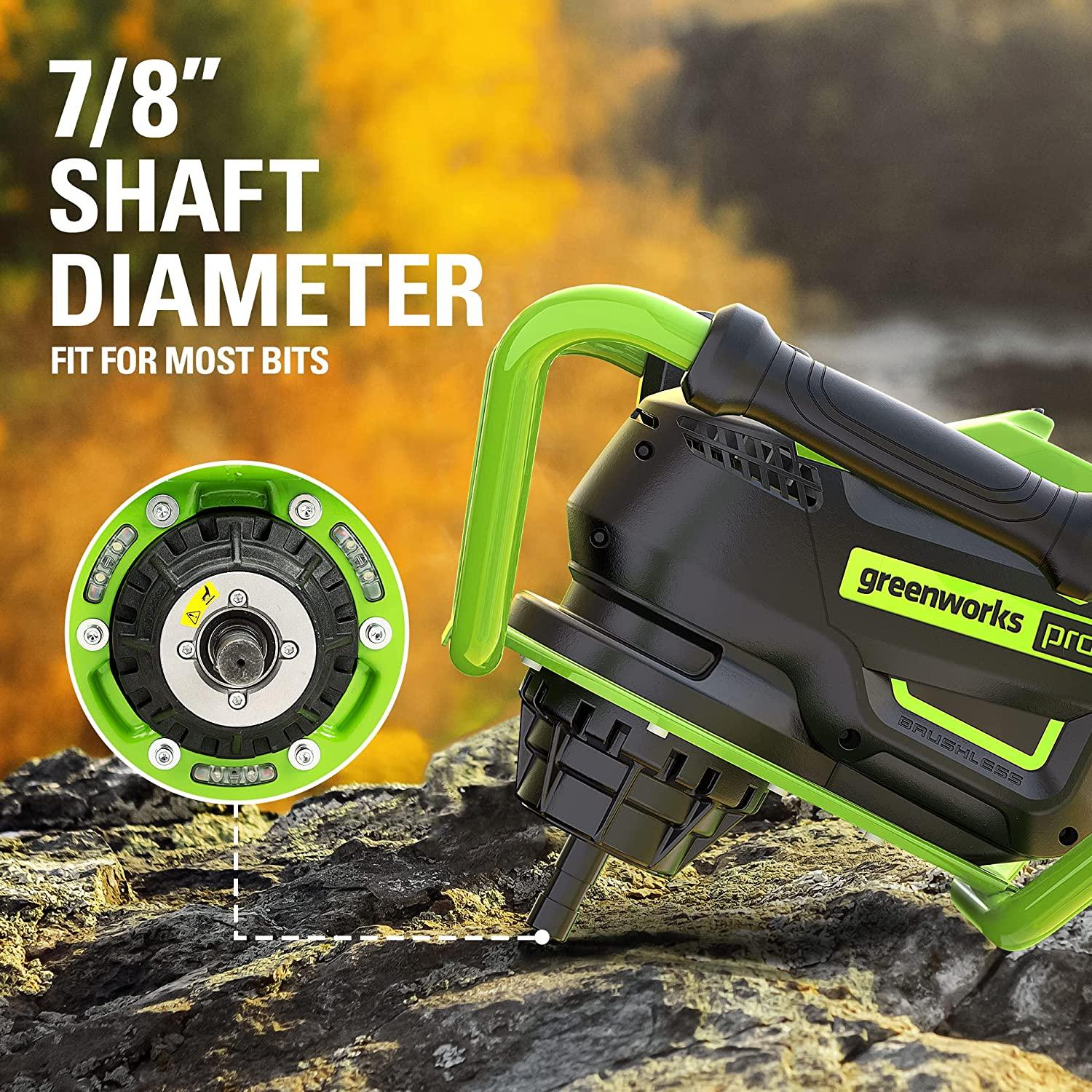 greenworks pro 80v brushless (58cc gas equivalent) earth auger / post hole digger - auger bit and battery / charger sold separately