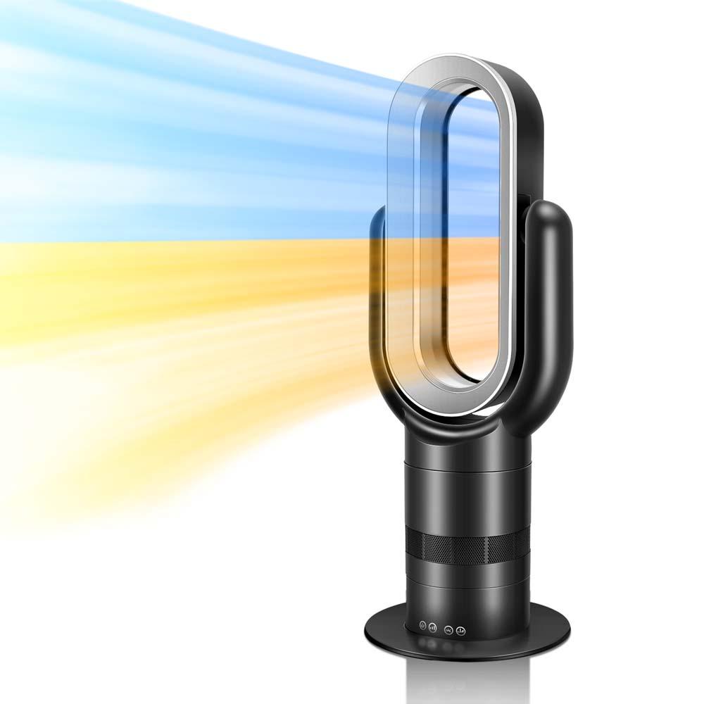 26-inch Bladeless Tower Fan, Heater &amp; Coolingn Combo, with Remote Control, Black