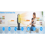 26-inch Bladeless Tower Fan, Heater &amp; Coolingn Combo, with Remote Control, Black