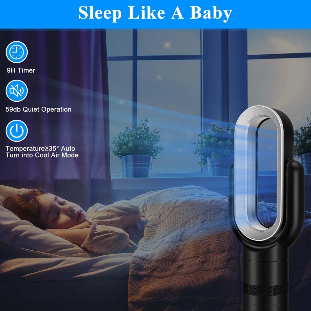 26-inch Bladeless Tower Fan, Heater &amp; Coolingn Combo, with Remote Control, Black