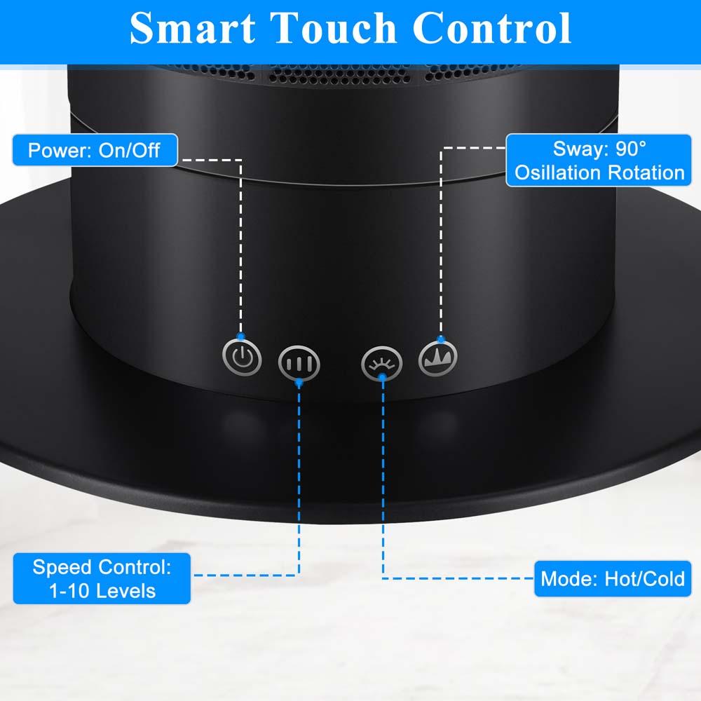 26-inch Bladeless Tower Fan, Heater &amp; Coolingn Combo, with Remote Control, Black