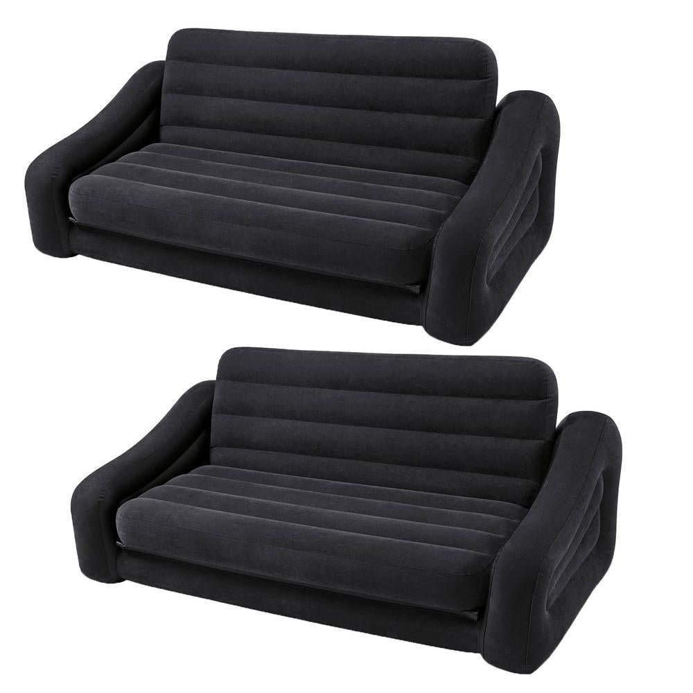 Queen Size Dark Gray Inflatable Pull Out Futon Sofa Couch Bed (2-Pack)