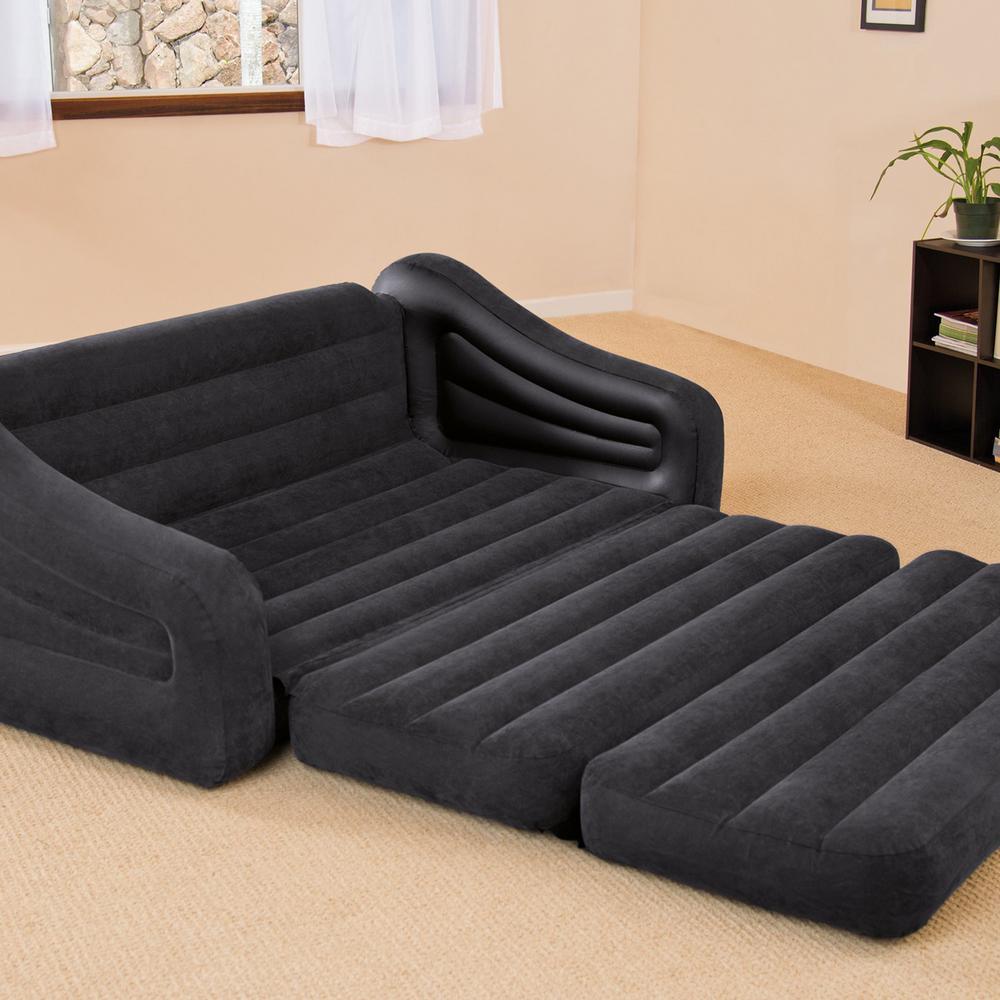 Queen Size Dark Gray Inflatable Pull Out Futon Sofa Couch Bed (2-Pack)