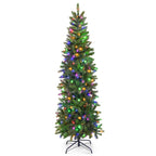 Costway 6FT Pre-Lit Hinged Artificial Christmas Tree w/ 648 Tips &amp; 270 Multicolor Lights