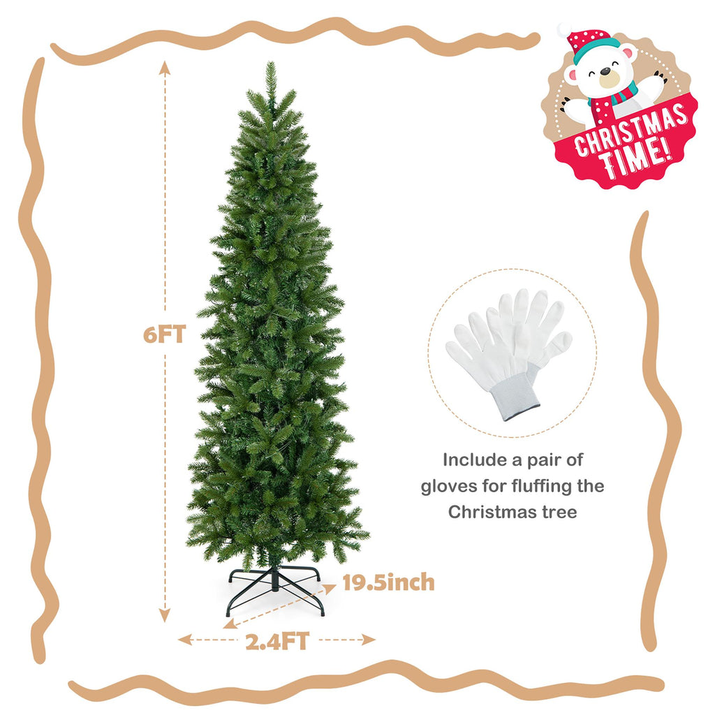 Costway 6FT Pre-Lit Hinged Artificial Christmas Tree w/ 648 Tips &amp; 270 Multicolor Lights