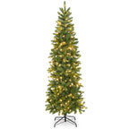Costway 6FT Pre-Lit Hinged Artificial Christmas Tree w/ 648 Tips &amp; 270 Multicolor Lights