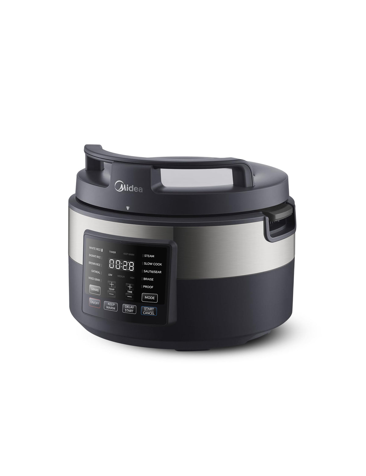 Rice Cooker for 8-Cups Uncooked Rice with 10 Multifunction CooPrograms Including Sauteing, Steaming, and Simmering, Features a Non-Stick Inner Pot with Handles and Glass Lid