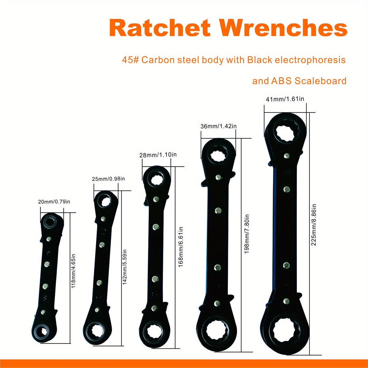 5-piece Ratchet Wrench  Wrench Auto Repair Tool Manual Tool Set Double-ended Ratchet