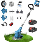 Electric Weed Wacker,Cordless Weed Eater 20000R,Battery Powered, 4-in-1 Brush Cutter with Wheel,Lawn Mower for Grass, 6 inch String Trimmer for Shrubs, Weeds,Weed Trimmer for Garden Yard