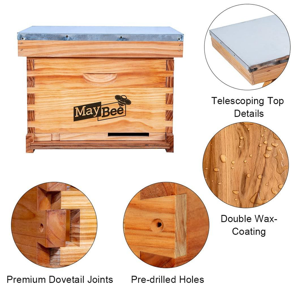 maybee beehive starter kit 10-frame beehive kit wax coated bee hives and supplies wax coated bee hives and supplies starter kit including beekeepig tools (10 frame)