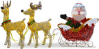 National Tree Company Pre-lit Artificial Christmas Décor Includes Strung White Lights and Ground Stakes-Reindeer and Santa's Sleigh-34 Inch