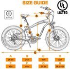 UL Certified - Powerful Bike Fat Tire Electric Bicycle 26" Aluminium Frame Suspension Fork Beach Snow Mountain Electric Bicycle 750W Motor 48V/13AH Ebike Removable Lithium Battery