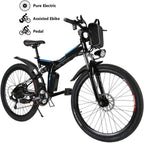 Yiilove 26'' Electric Bicycle Electric Mountain Bike for Adult with 36V Lithium-Ion Battery 250W Powerful Motor 21 Speed Ebike (Black Blue)