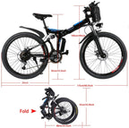 Yiilove 26'' Electric Bicycle Electric Mountain Bike for Adult with 36V Lithium-Ion Battery 250W Powerful Motor 21 Speed Ebike (Black Blue)