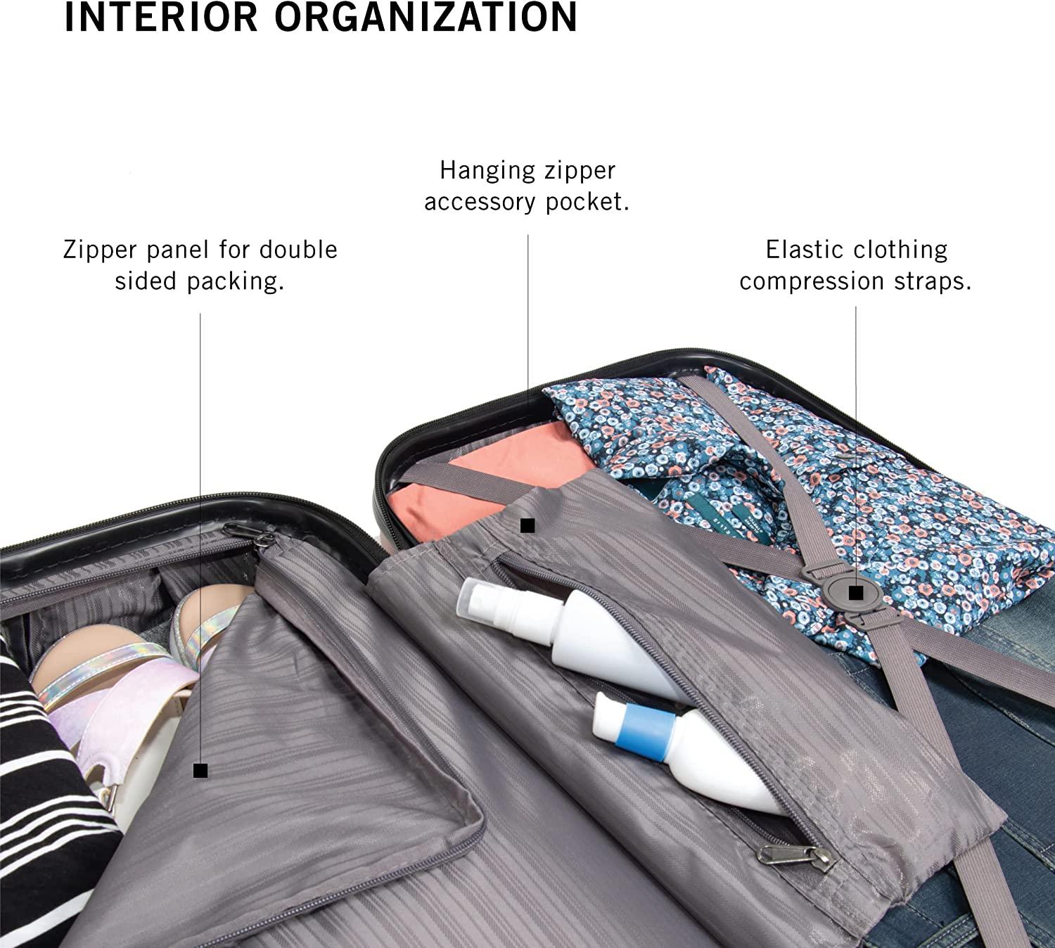 Out Of Bounds Luggage Collection Lightweight Durable Hardside 4-Wheel Spinner Travel Suitcase Bags, Charcoal, 28-Inch Checked