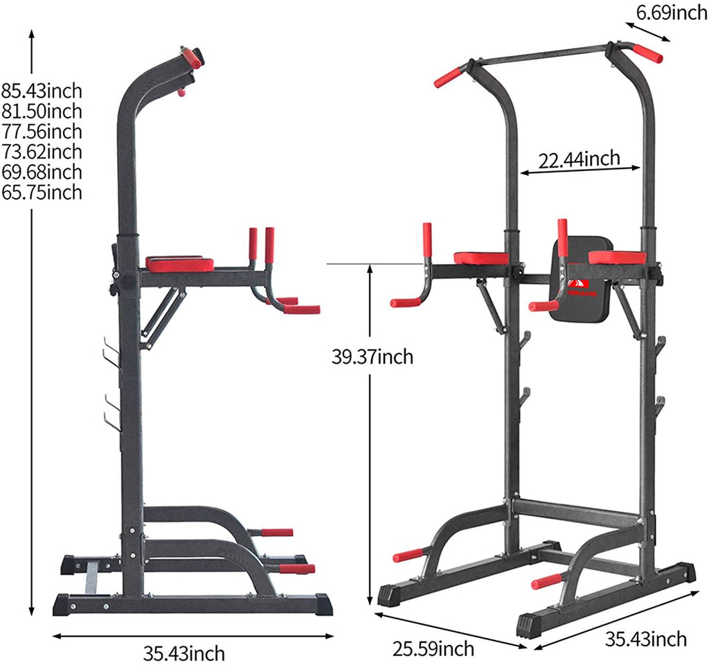 Power Tower with Cushion Home Gym Adjustable Height Pull-Up Station Dip Station Work Out Equipment