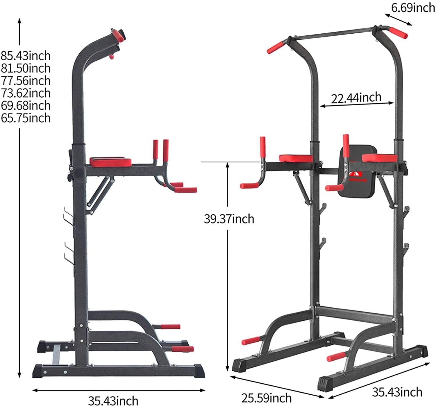 Power Tower with Cushion Home Gym Adjustable Height Pull-Up Station Dip Station Work Out Equipment