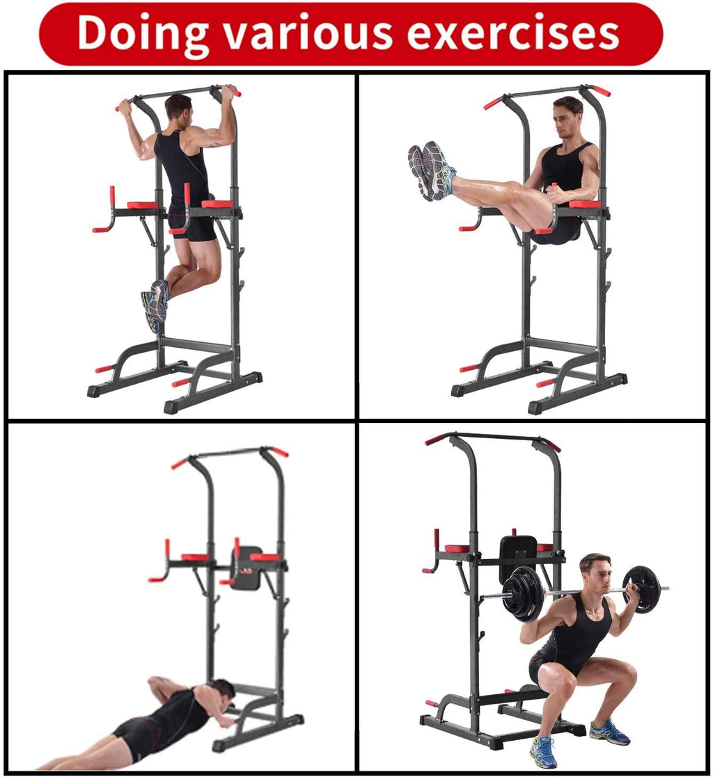 Power Tower with Cushion Home Gym Adjustable Height Pull-Up Station Dip Station Work Out Equipment
