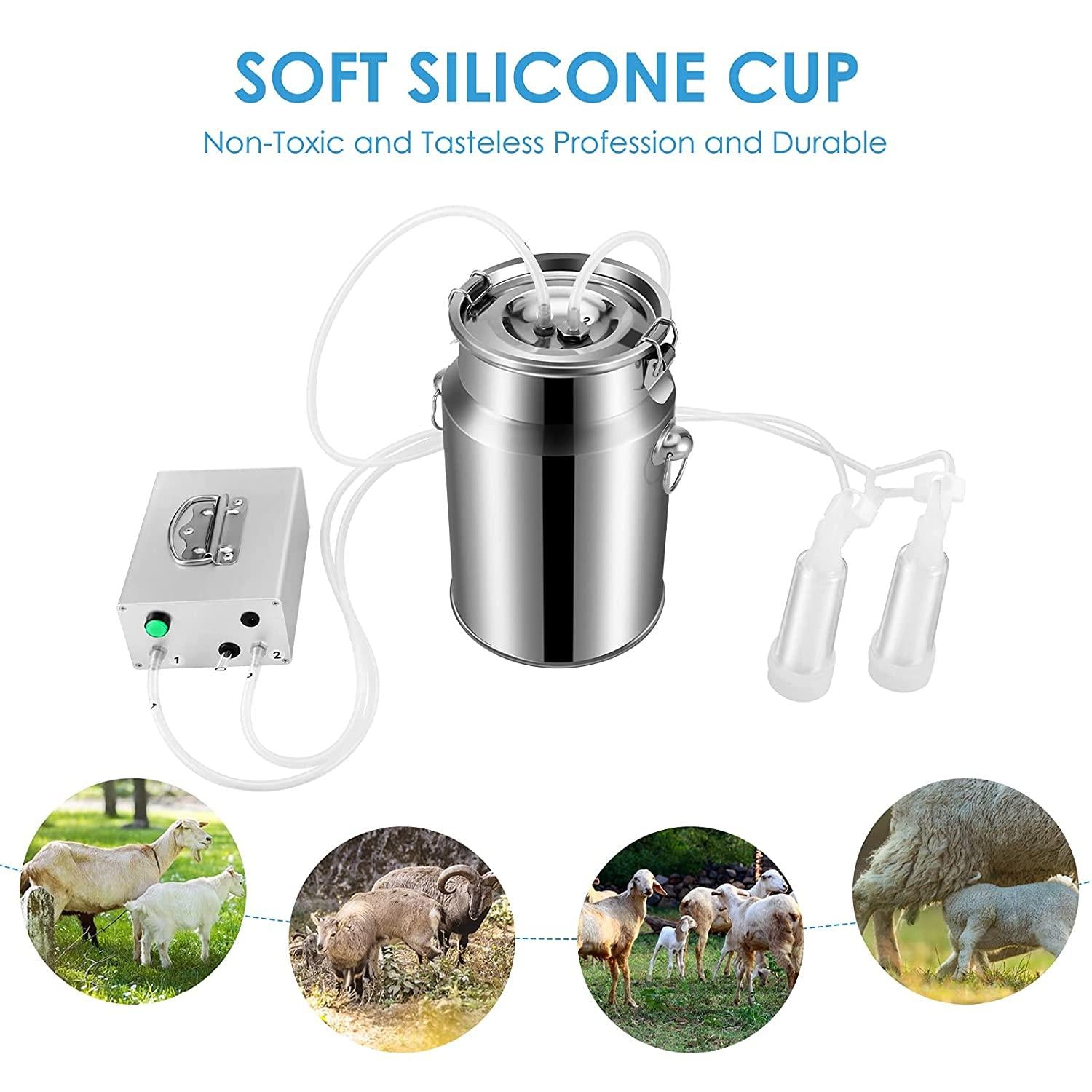 s smautop 14l electric pulsation milking machine single bucket piston vacuum pulsation milking machine goat milking supplies for cows cattle or sheep optional (use us plug)