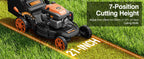 21” Self-Propelled Gas Lawn Mower, 170CC 4-in-1 Mulch/Rear Bag/Side Discharge/Rear Discharge, Foldable Gas Powered Lawn Mowers with 7-Position Cutting Height, Walk-Behind Gas Lawnmower (Yellow)