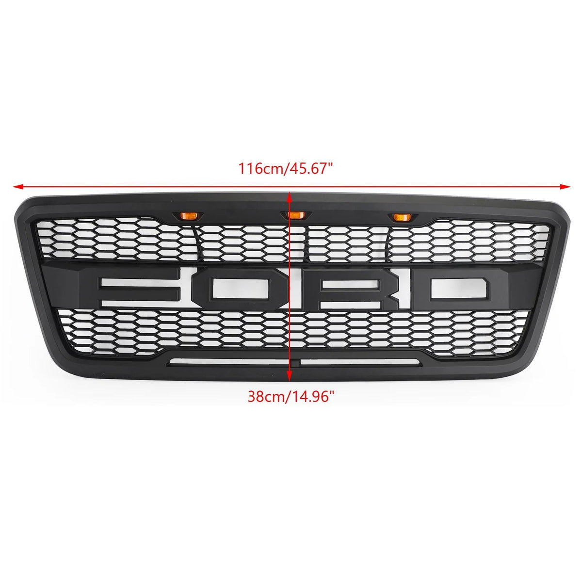 2004-2008 F150 Ford Black Raptor Style Black Front Mesh Hood Grill Grille Replacement With LED Generic