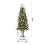 5 ft. Pre-Lit Pine Artificial Christmas Porch Tree with 180 Warm White Lights and Pine Cones (2-Pack)