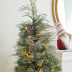 5 ft. Pre-Lit Pine Artificial Christmas Porch Tree with 180 Warm White Lights and Pine Cones (2-Pack)