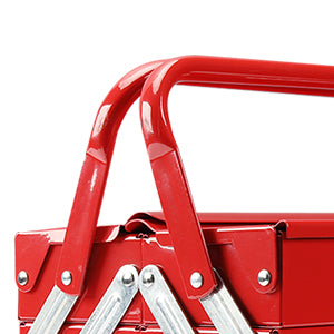 Metal Tool Box, 18-inch Cantilever Folding Red StoraBox, 3-Layer 5-Tray Multi-Function Tool Organizer, Red
