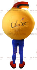 Very smiling yellow smiley face BIGGYMONKEYmascot costume. smiley costume