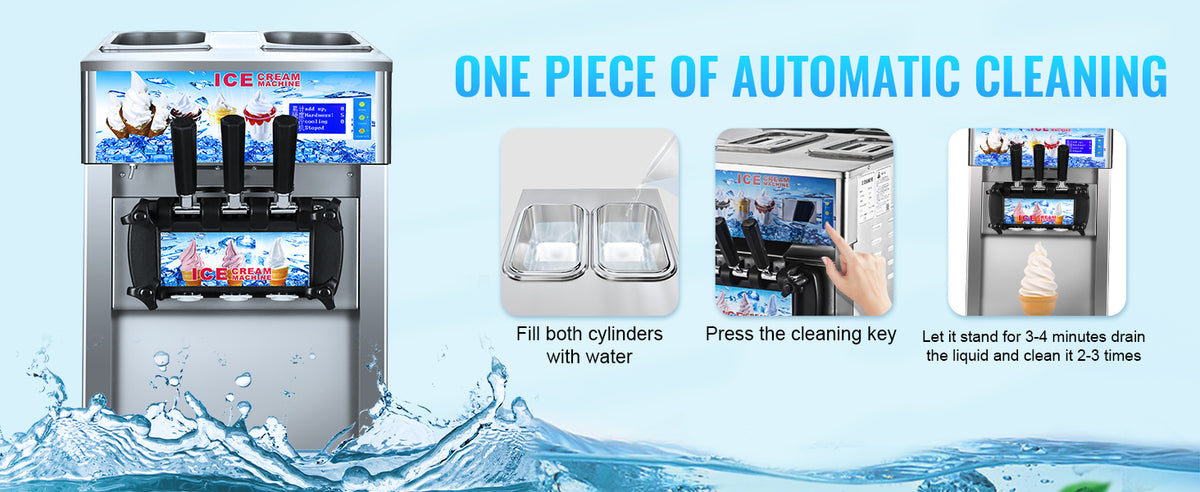 Soft Serve Ice Cream Machine, 18L/H Yield Commercial Ice Cream Maker, 1200W Countertop Soft Serve Ice Cream Maker with LCD Panel Puffing ShortaAlarm for Bars Coffee Shop Restaurant (ZM-168)