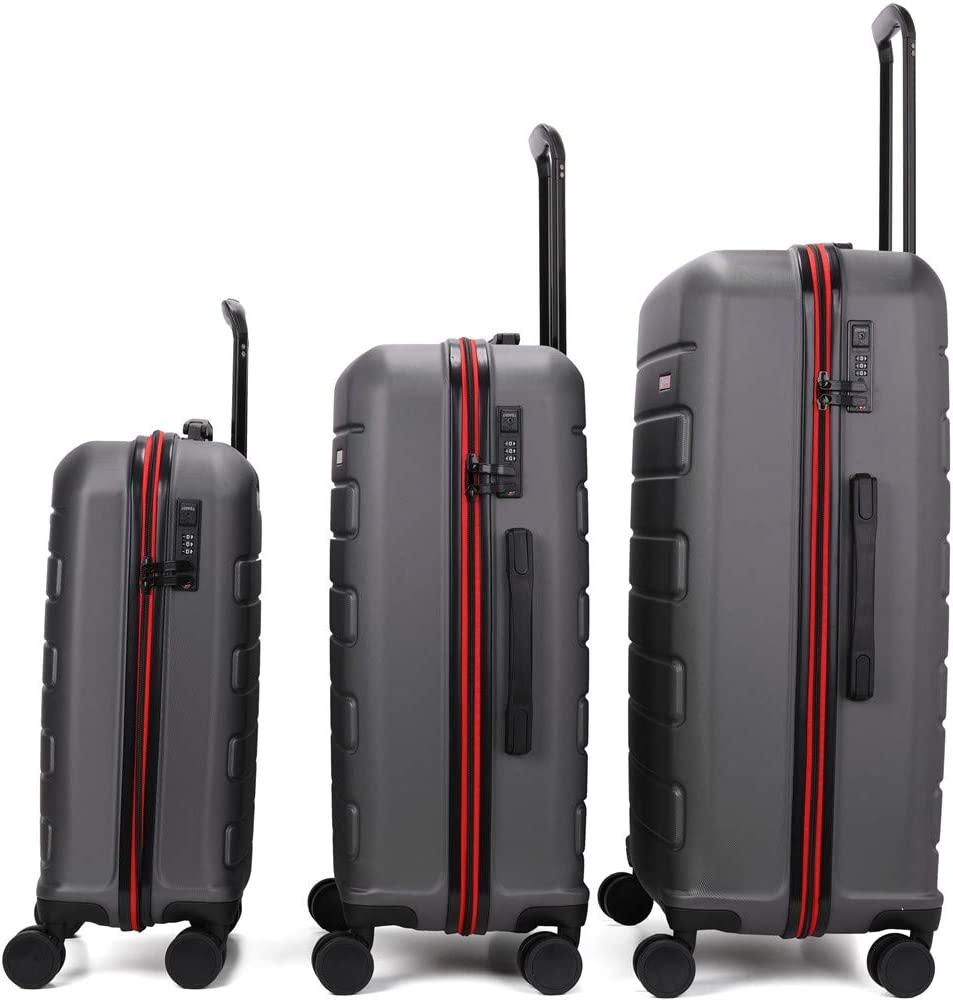Hardside Spinner, Carry-On, Wear-resistant, scratch-resistant Suitcase 20''24''28''set Luggage with Wheels (3-piece Set, Grey color)