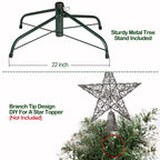 Hykolity 7.5 ft Snow Flocked Artificial Christmas Tree with Pine Cones, 1446 Tips, Metal Stand and Hinged Branches