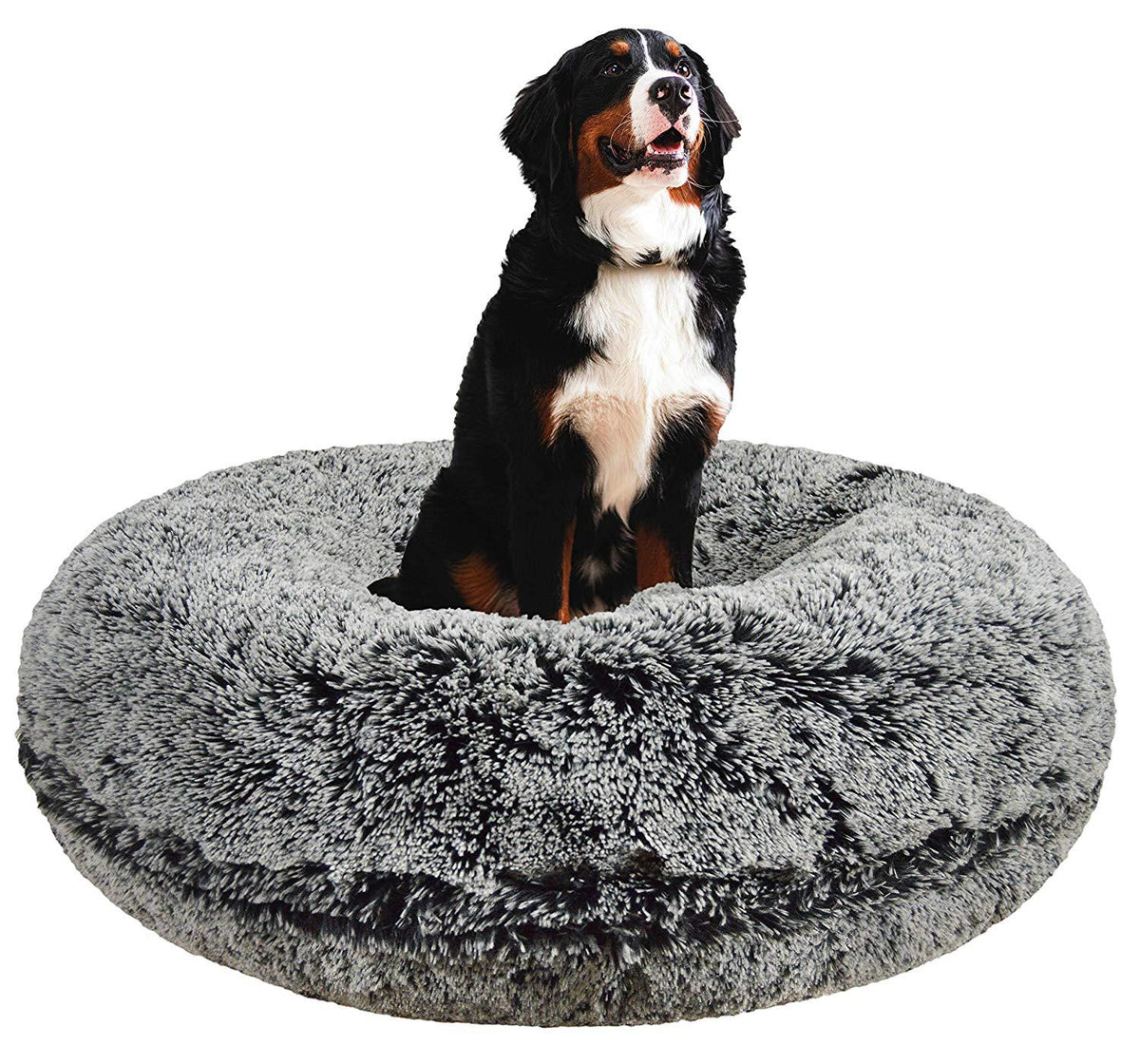 Bessie and Barnie Signature Midnight Frost Luxury Shag Extra Plush  Fur Bagel Pet/Dog Bed (Multiple Sizes)
