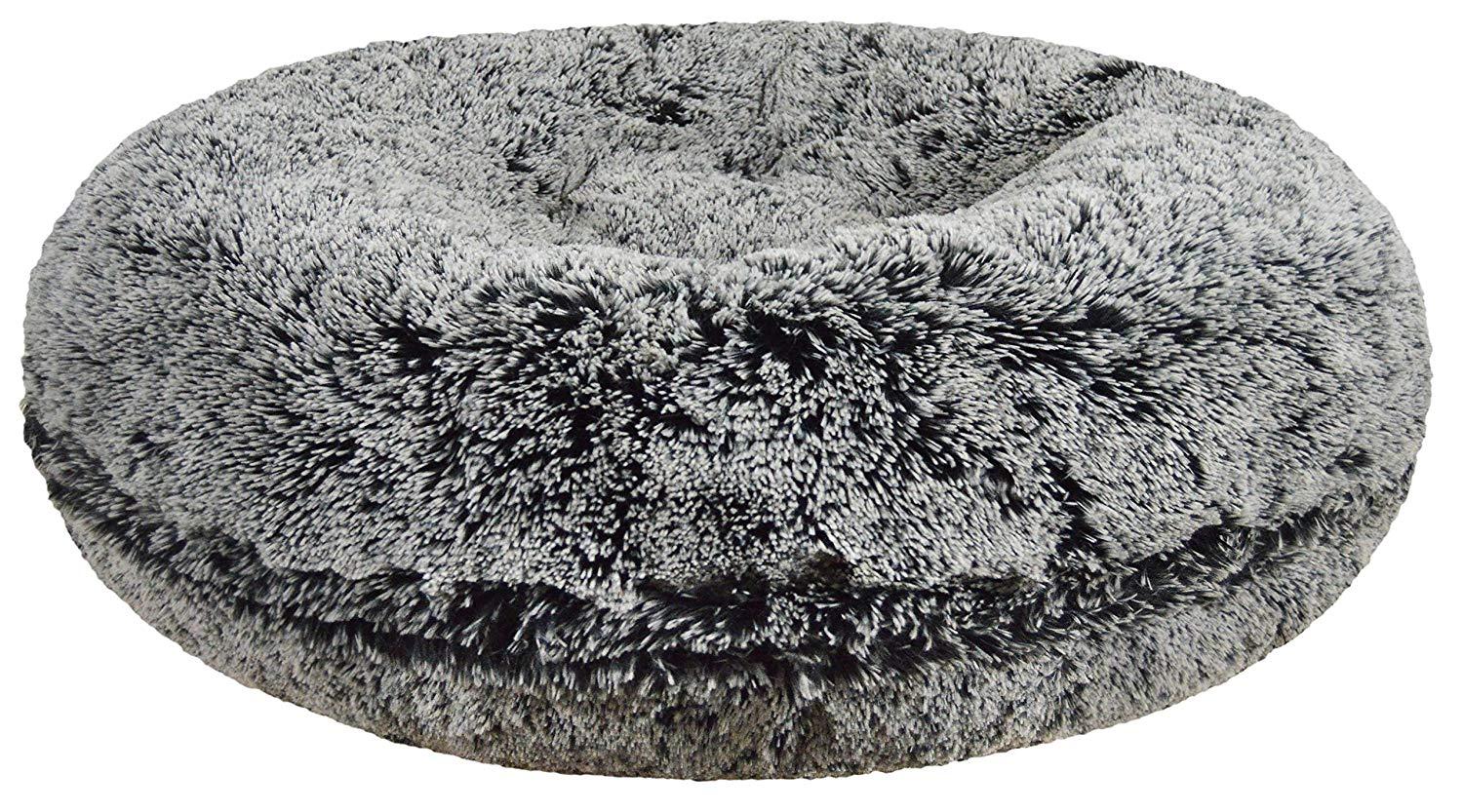 Bessie and Barnie Signature Midnight Frost Luxury Shag Extra Plush  Fur Bagel Pet/Dog Bed (Multiple Sizes)