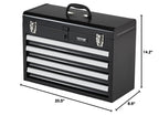 Metal Tool Box, 20.5-inch, Portable Metal Tool Box with 4 Drawers, Small Tool Chest with EVA Liners, Ball Bearing Slide Drawers Loc& Powder Coated Finish, Multi-Function Tool Organizer