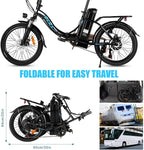 VIVI 350W 10.4AH Electric Bike Foldable Electric Bicycle,20" Ebike Electric City Cruiser Bike with Suspension Fork,7-Speed, Throttle and Pedal Assist For Adults Women