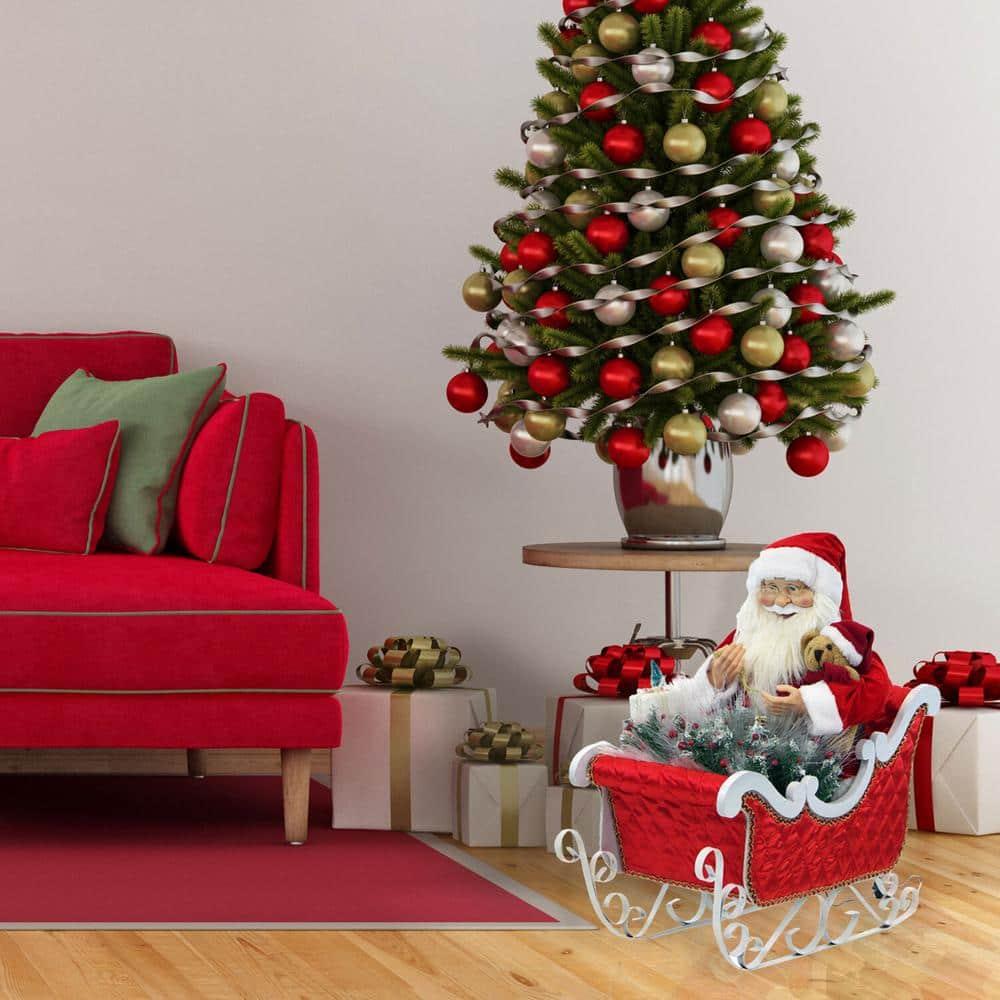 28 in. Christmas Animated Santa Claus in Sleigh with Music, Lights and Motion