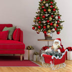 28 in. Christmas Animated Santa Claus in Sleigh with Music, Lights and Motion