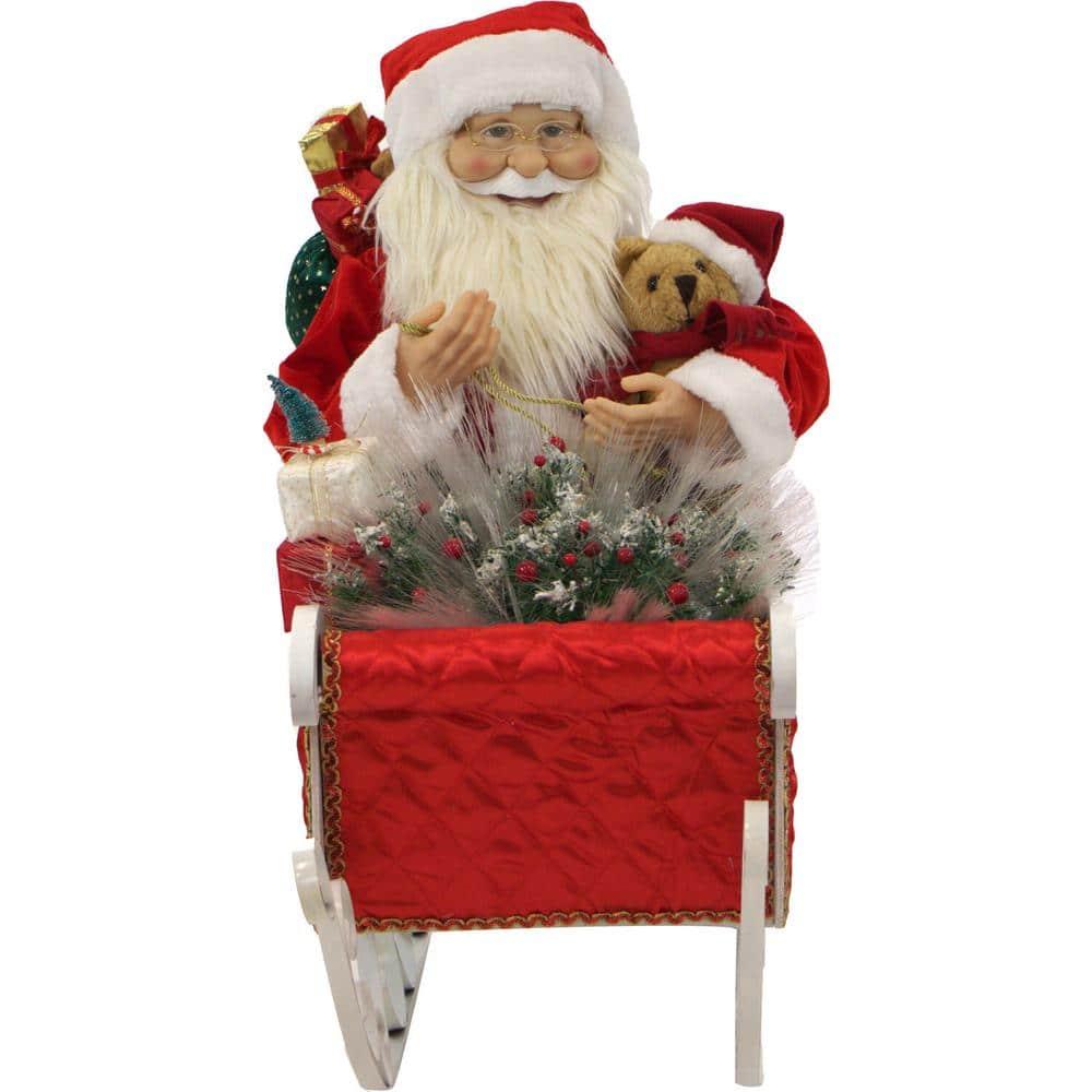 28 in. Christmas Animated Santa Claus in Sleigh with Music, Lights and Motion